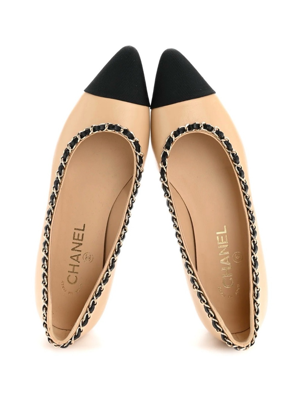 Chanel 2020 Chain Trim CC Logo Ballet Flats